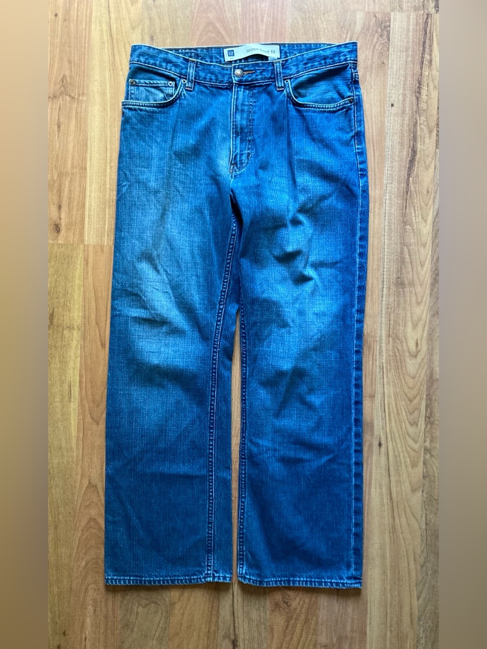 Vintage Y2K Gap Loose Boot Fit Cotton Blue Jeans Mens 34x32 Medium Wash